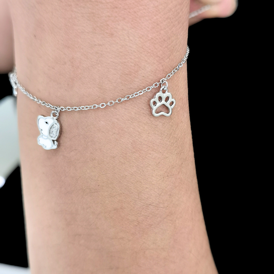 Paw Story Drip Enamel Sterling Silver Bracelet