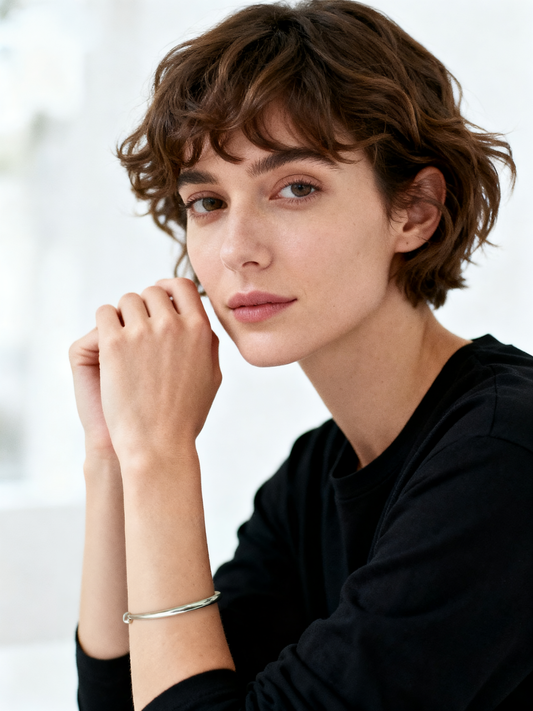 Luna Adjustable Silver Bangle