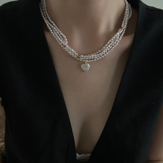 Moonlit Heart Pearl Necklace