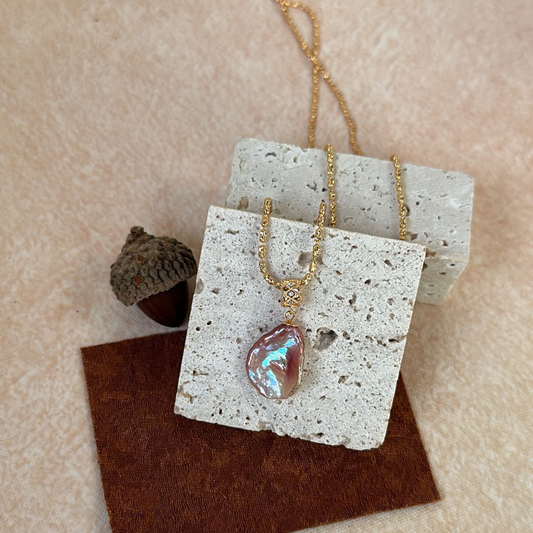 Starlit Violet Baroque Pearl Necklace