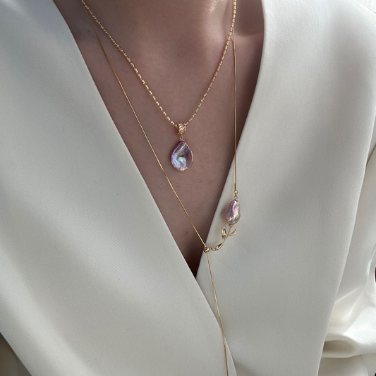 Starlit Violet Baroque Pearl Necklace