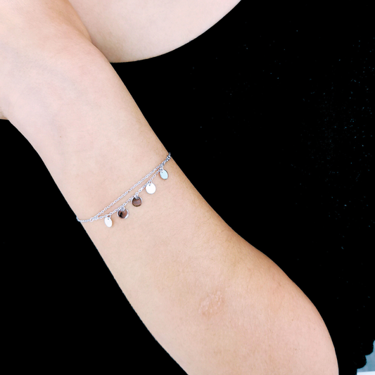 Silver Whisper Disc Charm Bracelet