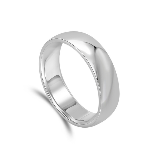 Ploutos Jewellery Eterna Shine Silver Ring 6mm — handcrafted from 99.0% pure silver with a high-polish mirror finish. A minimalist unisex design symbolizing unity, balance, and timeless elegance from the Abundance Collection.