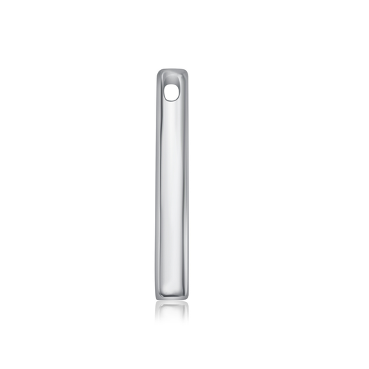 Ploutos Jewellery Luna Bar Silver Pendant — minimalist recycled 925 sterling silver bar charm with a polished mirror finish. Modern, timeless design symbolising balance, calm, and quiet luxury from the Abundance Collection.