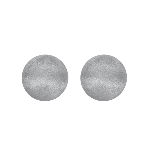 Recycled 925 sterling silver frosted satin halo stud earrings — minimalist round design inspired by moonlight, from the Abundance Collection by Ploutos Jewellery.