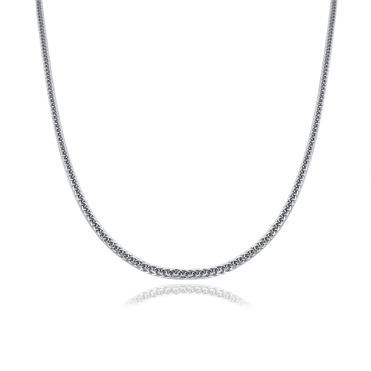 Vero Weave Chain Necklace in 925 sterling silver — intricately woven design from the Abundance Collection by Ploutos Jewellery. Handcrafted with precision links that reflect light beautifully, combining strength, elegance, and modern sophistication.