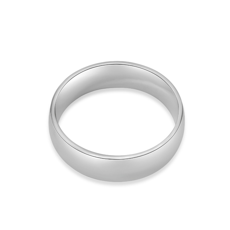 Ploutos Jewellery Eterna Shine Silver Ring 6mm — handcrafted from 99.0% pure silver with a smooth mirror finish. Minimalist unisex design symbolizing unity, balance, and enduring elegance from the Abundance Collection.