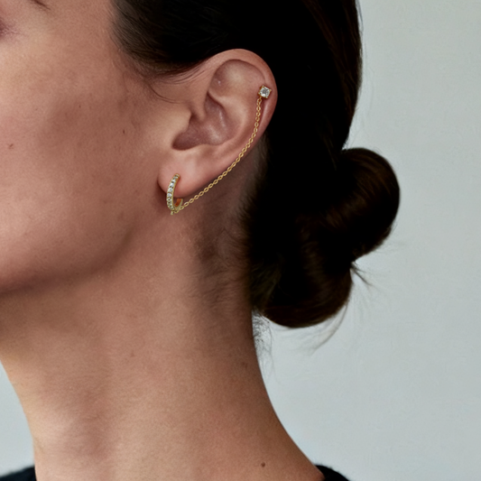 Radiant Chain Gold Huggie Earrings