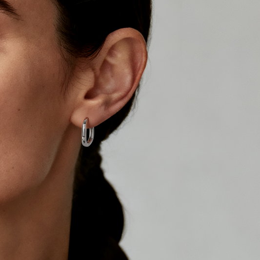 Arco Silver Rectangular Hoop Earrings