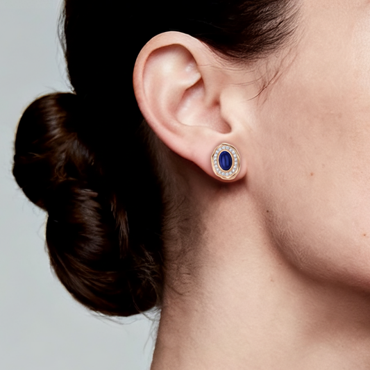 Midnight Elegance Lapis Stud Earrings