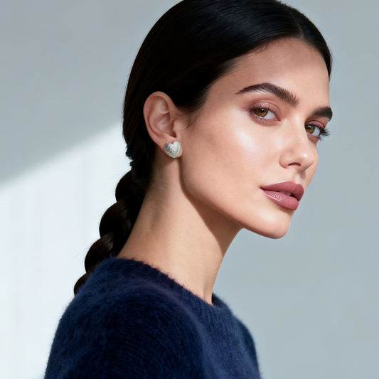 Eternal Heart Silver Stud Earrings