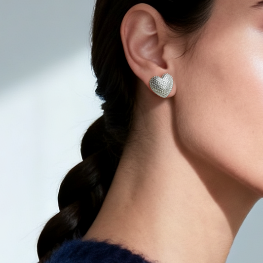 Eternal Heart Silver Stud Earrings