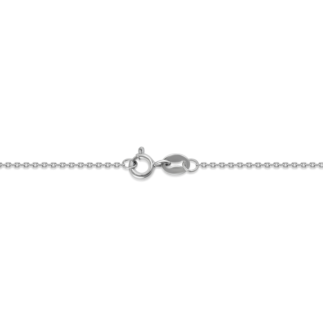 Close-up of Celesta Link Chain Necklace clasp in 925 sterling silver — fine polished links and secure lobster clasp design from the Abundance Collection by Ploutos Jewellery, crafted for minimalist luxury and everyday durability.