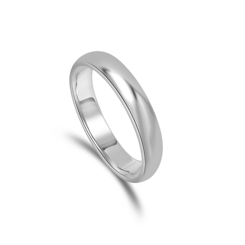 Ploutos Jewellery Eterna Shine Silver Ring — 4mm unisex band handcrafted from 99.0% pure silver with a polished mirror finish. Minimalist fine jewellery symbolizing timeless elegance, connection, and balance from the Abundance Collection.
