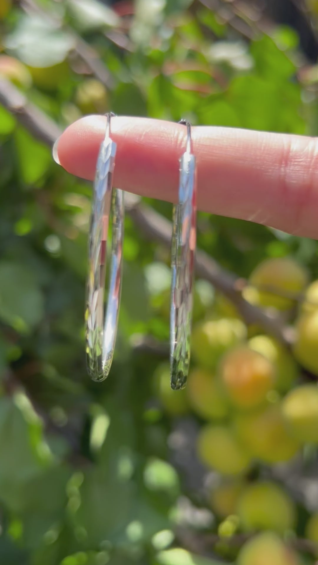 Luna 50mm Faceted Silver Hoop Earrings