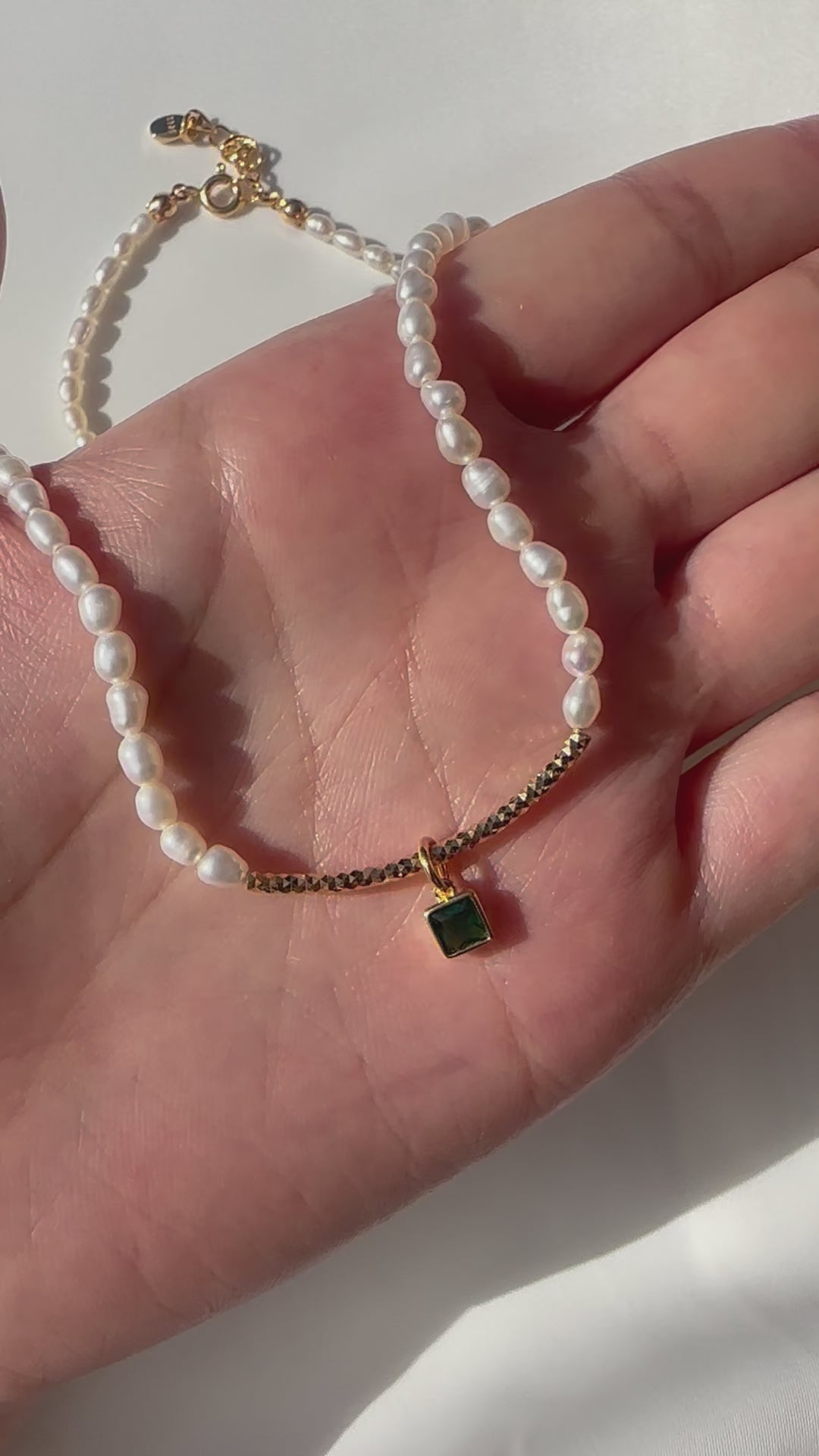 Emerald Grace Pearl Set (Necklace+ Bracelet)