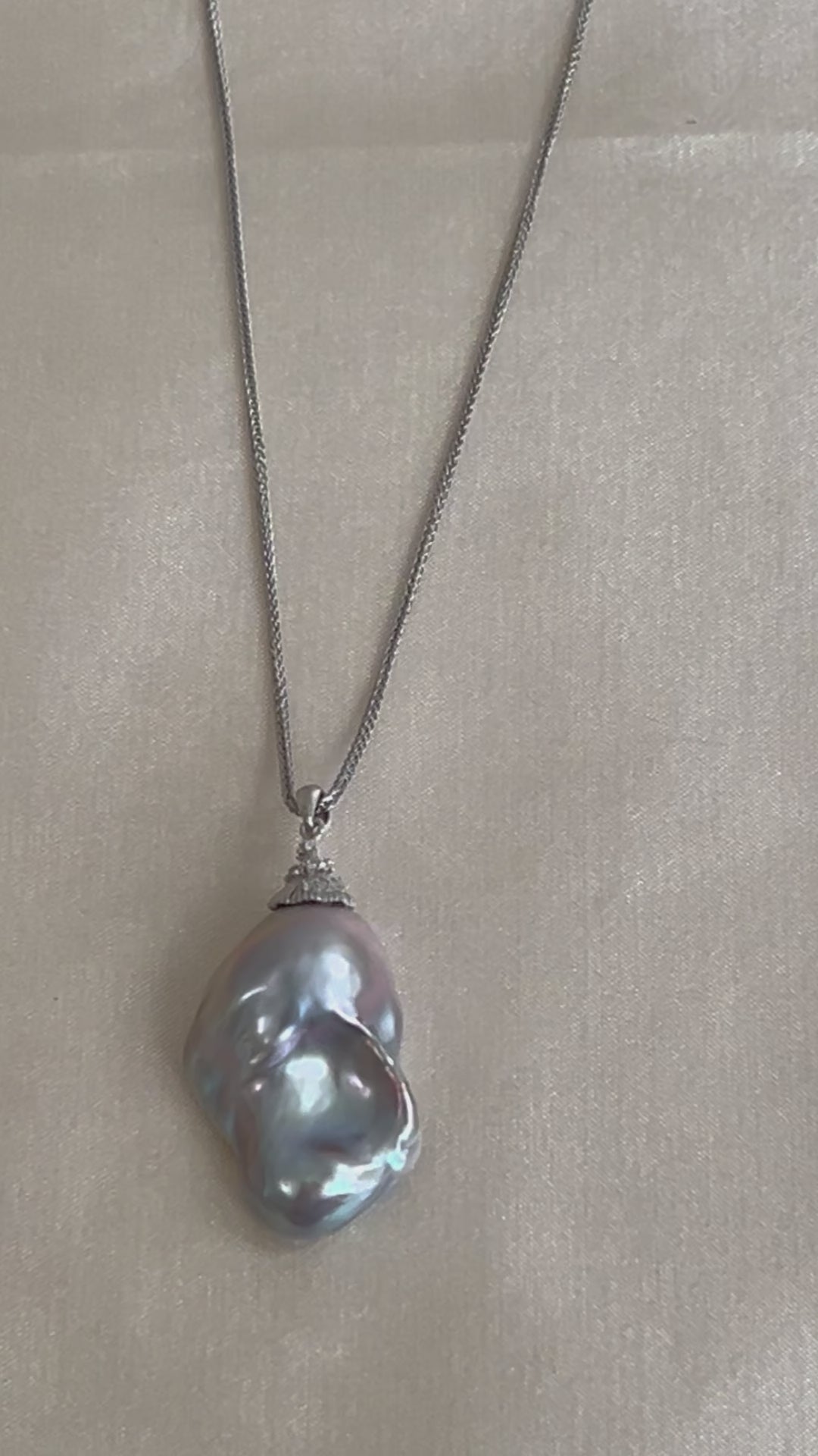 Grey Pearl Cap Baroque Necklace