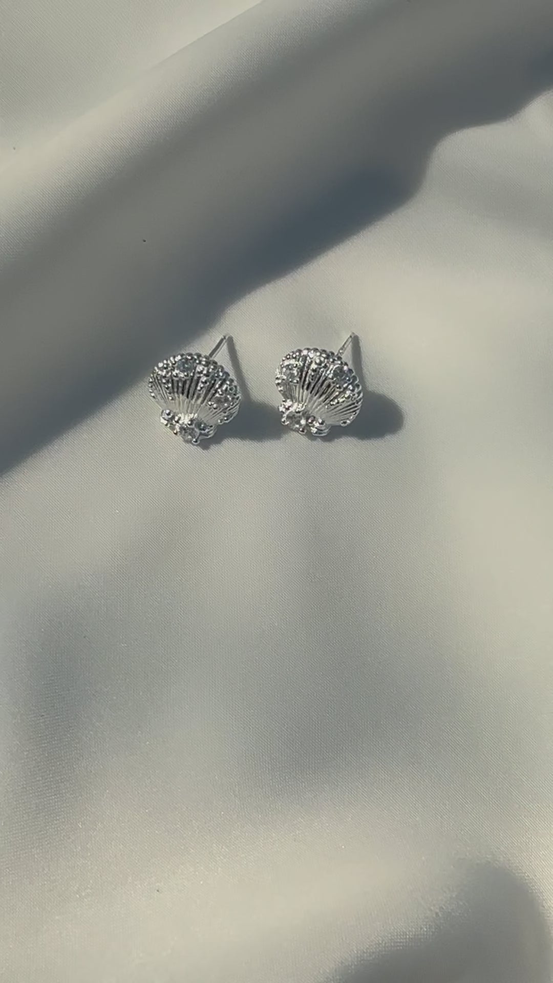 Seaside Glow Silver Shell Earrings