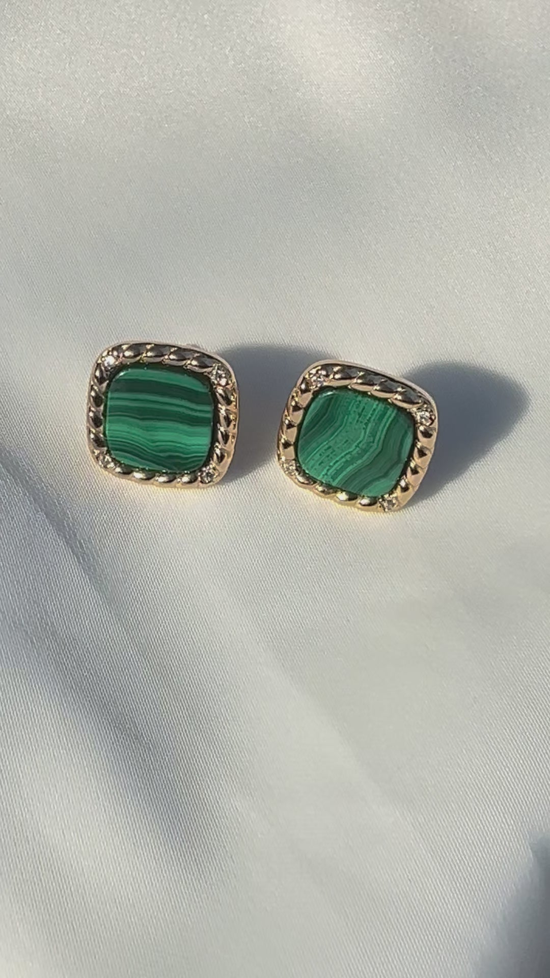 Emerald Crest Malachite Studs