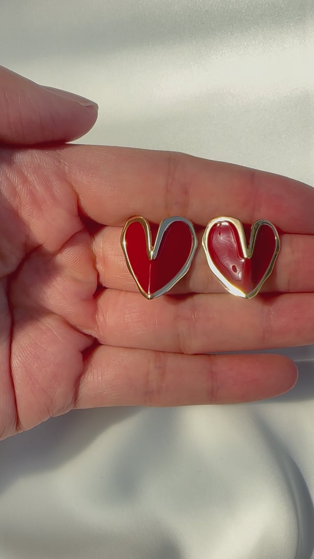 Crimson Heart Enamel Studs